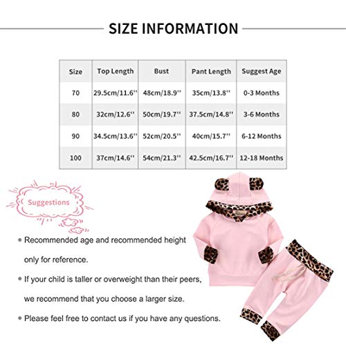 Capucha para Bebé Niñas Rayas Florales Conjunto de 2 Piezas Sudaderas con Bolsillo Superior + Pantalones Largos (3-6 Meses, Rosa)