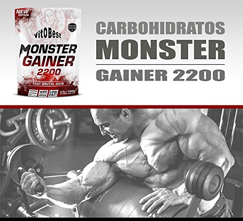 Carbohidratos MONSTER GAINER 2200 - Suplementos Alimentación y Suplementos Deportivos - Vitobest (Vainilla, 1,5 Kg)