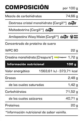 Carbohidratos MONSTER GAINER 2200 - Suplementos Alimentación y Suplementos Deportivos - Vitobest (Vainilla, 1,5 Kg)