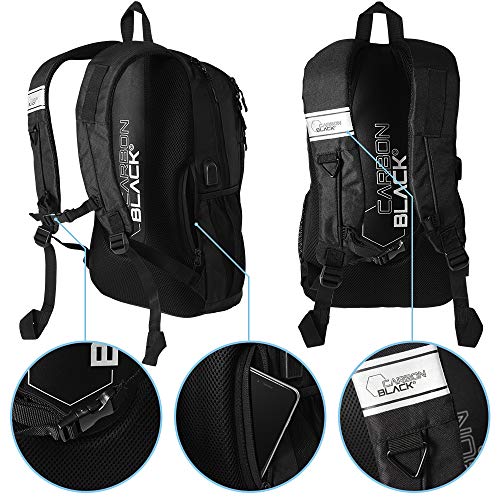 CarbonBlack Mochila Deportiva Resistente al Agua, Bolsa para Gimnasio Apta para Portátil, Bolsa de Viaje Hecha a Partir de Botellas de Plástico Recicladas