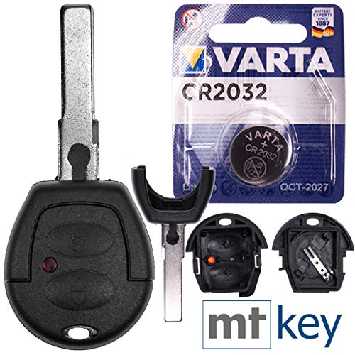 Carcasa de repuesto para llave de coche con 2 botones + HAA / HU66 + batería compatible con VW Lupo Fox Sharan T4 Seat Arosa Ibiza Leon Alhambra Carcasa de repuesto para llave de coche con 2 botones + HAA / HU66 + batería compatible con VW Lupo Fox Sharan T4 Seat Arosa Ibiza Leon Alhambra