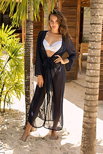 Cárdigan Mujer Manga Larga Chaqueta Vestido De Mujer New Beach Falda De Protección Solar Cárdigan Suelto Falda De Moda De Manga Larga Vestido Largo Y Elegante Vestido L Azul Oscuro