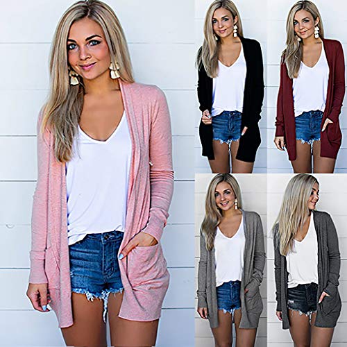 Cárdigans Chaquetas para Mujer Abrigo Larga de Manga Larga Color sólido Tallas Grandes Kimono Suelta Cárdigan Chales Wraps Tops Outerwear Jersey Pullover con Bolsillo Gusspower Cárdigans Chaquetas para Mujer Abrigo Larga de Manga Larga Color sólido Tallas Grandes Kimono Suelta Cárdigan Chales Wraps Tops Outerwear Jersey Pullover con Bolsillo Gusspower