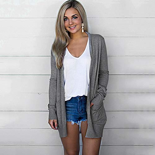 Cárdigans Chaquetas para Mujer Abrigo Larga de Manga Larga Color sólido Tallas Grandes Kimono Suelta Cárdigan Chales Wraps Tops Outerwear Jersey Pullover con Bolsillo Gusspower Cárdigans Chaquetas para Mujer Abrigo Larga de Manga Larga Color sólido Tallas Grandes Kimono Suelta Cárdigan Chales Wraps Tops Outerwear Jersey Pullover con Bolsillo Gusspower