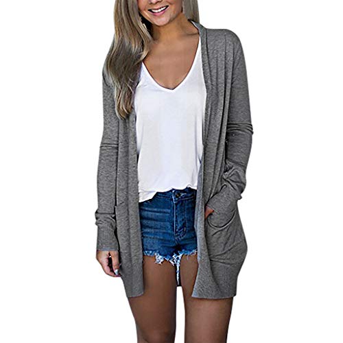 Cárdigans Chaquetas para Mujer Abrigo Larga de Manga Larga Color sólido Tallas Grandes Kimono Suelta Cárdigan Chales Wraps Tops Outerwear Jersey Pullover con Bolsillo Gusspower Cárdigans Chaquetas para Mujer Abrigo Larga de Manga Larga Color sólido Tallas Grandes Kimono Suelta Cárdigan Chales Wraps Tops Outerwear Jersey Pullover con Bolsillo Gusspower