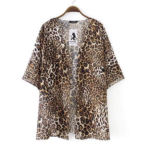 Cardigans Mujer Kimono 2019 Nuevo SHOBDW Pareos Casual Cover Up Bikini Playa de Verano Estampado de Leopardo Suelto Media Manga Chal Cardigans Mujer Tallas Grandes S-XXXL(Marrón 2,3XL) Cardigans Mujer Kimono 2019 Nuevo SHOBDW Pareos Casual Cover Up Bikini Playa de Verano Estampado de Leopardo Suelto Media Manga Chal Cardigans Mujer Tallas Grandes S-XXXL(Marrón 2,3XL)