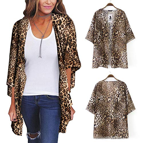 Cardigans Mujer Kimono 2019 Nuevo SHOBDW Pareos Casual Cover Up Bikini Playa de Verano Estampado de Leopardo Suelto Media Manga Chal Cardigans Mujer Tallas Grandes S-XXXL(Marrón 2,3XL) Cardigans Mujer Kimono 2019 Nuevo SHOBDW Pareos Casual Cover Up Bikini Playa de Verano Estampado de Leopardo Suelto Media Manga Chal Cardigans Mujer Tallas Grandes S-XXXL(Marrón 2,3XL)