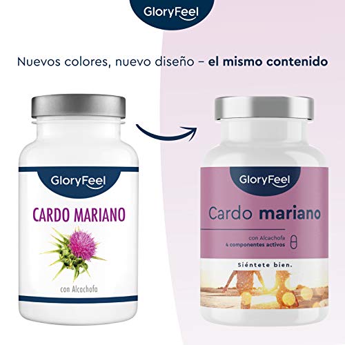 Cardo Mariano (500mg) con Alcachofa (400mg), Diente de León (150mg) y Desmodium (50mg) - Alta dosificación con 80% de Silimarina - Fabricado en Alemania