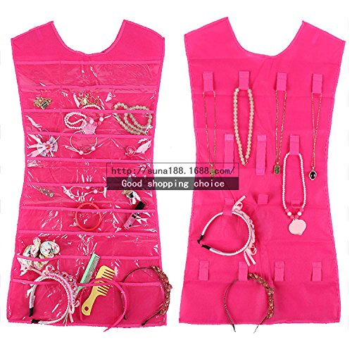 CareforYou® - Organizador colgante de vestido, organizador de joyas, aretes, joyas, organizador de exhibición, bolsa de almacenamiento, accesorios de moda de doble cara, 30 bolsillos transparentes y 14 pestañas de gancho y bucle – mismo estilo que el prog