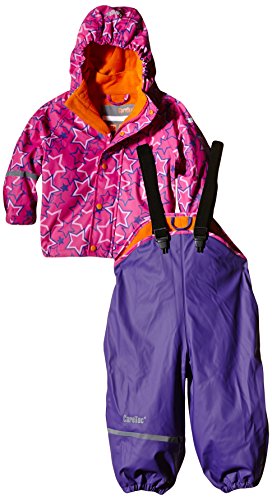 CareTec Chaqueta y Pantalón Impermeable Unisex Niños, multicolor (Purple 633), 18 meses