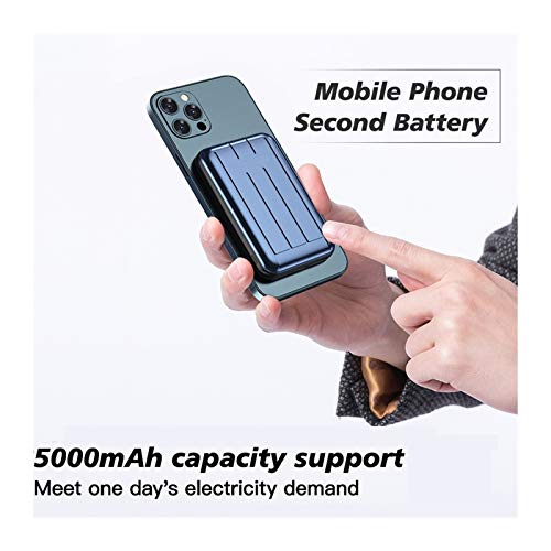 Cargador portátil, Banco de Potencia 5000mAh 15W MAX Fast Wireless Cargando Power Bank QC 3.0 & PD 20W Paquete de baterías externas Compatible iPhone 12/12 Mini/Pro/MAX (A1271) (Color : Black)