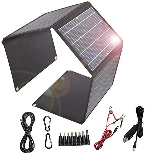 Cargador solar plegable 28W panel solar 2 puertos USB 1 puerto DC portátil impermeable QC3.0 cargador solar de carga rápida para camping, teléfonos móviles, banco de energía