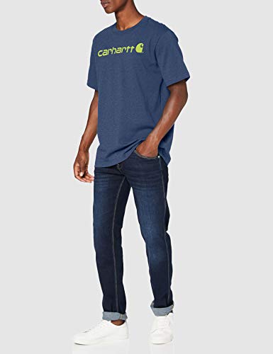 Carhartt Core Logo Workwear Short-Sleeve T-Shirt Camiseta, Dark Cobalt Blue Heather, M para Hombre