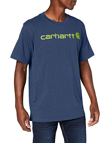 Carhartt Core Logo Workwear Short-Sleeve T-Shirt Camiseta, Dark Cobalt Blue Heather, M para Hombre