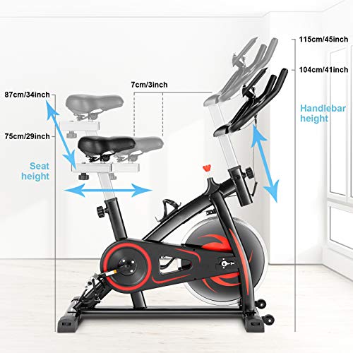 CAROMA Bicicleta Estaticas Ejercicio en Casa, Bici Spinning Bicicletas Estaticas Magnetica Pantalla LCD Altura Ajustable Fitness Interior (Sin APP, Negro 1)