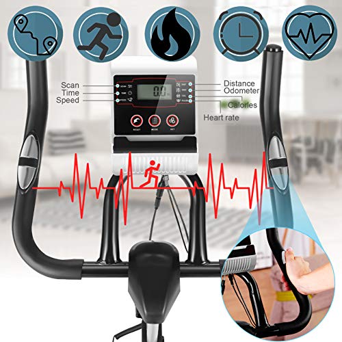 CAROMA Bicicleta Estaticas Ejercicio en Casa, Bici Spinning Bicicletas Estaticas Magnetica Pantalla LCD Altura Ajustable Fitness Interior (Sin APP, Negro 1)