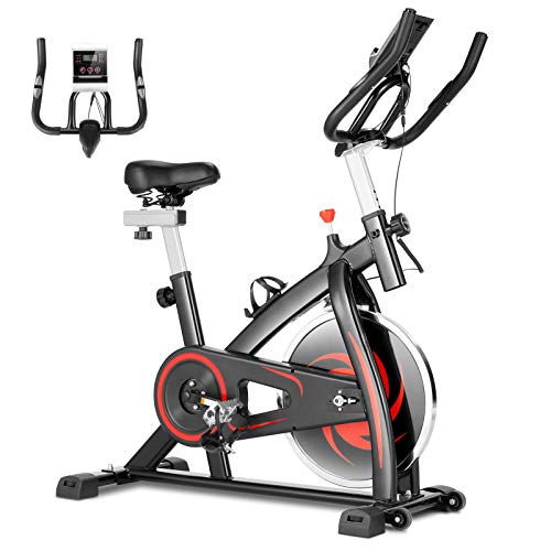 CAROMA Bicicleta Estaticas Ejercicio en Casa, Bici Spinning Bicicletas Estaticas Magnetica Pantalla LCD Altura Ajustable Fitness Interior (Sin APP, Negro 1)