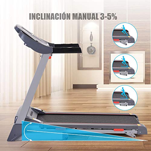 Caroma Cinta de Correr Plegable Eléctrica 14km/h, Portátil Cinta de Correr para Casa, Manual Inclinación, Aplicación Bluetooth, Lubricación Automática, Pulsómetro, Altavoz Incorporado, 150 kg 2500W