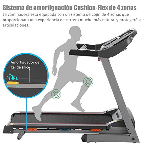 Caroma Cinta de Correr Plegable Eléctrica 14km/h, Portátil Cinta de Correr para Casa, Manual Inclinación, Aplicación Bluetooth, Lubricación Automática, Pulsómetro, Altavoz Incorporado, 150 kg 2500W