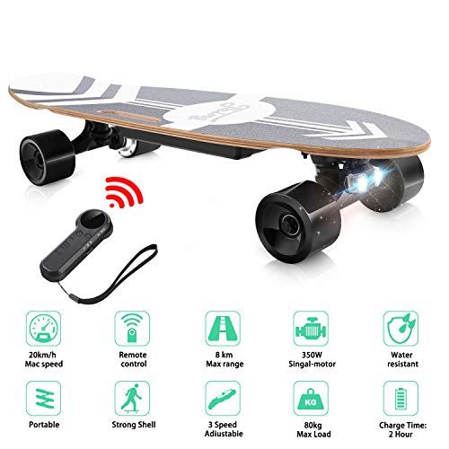 CAROMA Monopatín eléctrico con Control Remoto inalámbrico LED, Longboard eléctrico de un Solo Motor de 350 W con Plataforma de Arce de 7 Capas para niños, Adultos y Adolescentes CAROMA Monopatín eléctrico con Control Remoto inalámbrico LED, Longboard eléctrico de un Solo Motor de 350 W con Plataforma de Arce de 7 Capas para niños, Adultos y Adolescentes