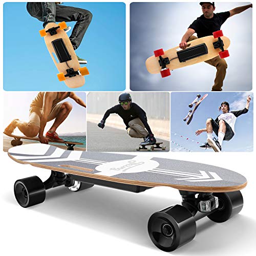CAROMA Monopatín eléctrico con Control Remoto inalámbrico LED, Longboard eléctrico de un Solo Motor de 350 W con Plataforma de Arce de 7 Capas para niños, Adultos y Adolescentes CAROMA Monopatín eléctrico con Control Remoto inalámbrico LED, Longboard eléctrico de un Solo Motor de 350 W con Plataforma de Arce de 7 Capas para niños, Adultos y Adolescentes