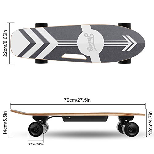 CAROMA Monopatín eléctrico con Control Remoto inalámbrico LED, Longboard eléctrico de un Solo Motor de 350 W con Plataforma de Arce de 7 Capas para niños, Adultos y Adolescentes