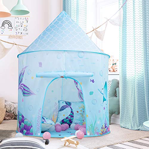 Carpa de Juego para Niñas - 105 x 135cm Tienda Castillo de Princesa Casa de Juego Plegable Interior y Exterior para Niños Carpa Pop Up para el Cumpleaños de Navidad