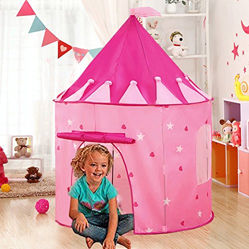 Carpa plegable, WER tienda campaña infantil para niños/ casa de juego en forma de castillo - Rosa