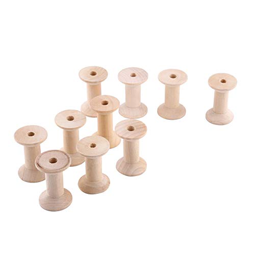 Carretes de hilo vacíos, 10pcs Carretes de madera sin terminar Carretes vacíos Manualidades Cable de hilo Cuerda de alambre Cadena Rollo de hilo Cable de alambre de coser