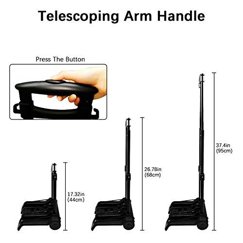 Carretilla de mano plegable, con ruedas de PVC resistentes al desgaste sin ruido y barra de tiro ajustable, capacidad de 40 kg y peso liviano (1.4 kg), carro de servicio pesado portátil y duradero