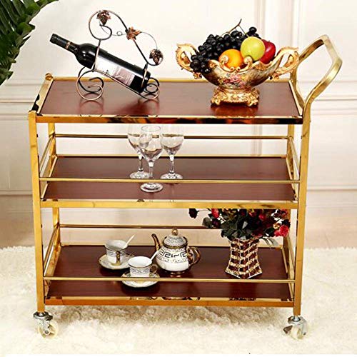 Carrito de Bar Acero Inoxidable + Carrito de Entrega de Madera Maciza Bloqueo silencioso Carrito de Vino Diseño Curvo móvil Fácil de Limpiar Carrito de Servicio doméstico con 4 Ruedas Carrito de Bar Acero Inoxidable + Carrito de Entrega de Madera Maciza Bloqueo silencioso Carrito de Vino Diseño Curvo móvil Fácil de Limpiar Carrito de Servicio doméstico con 4 Ruedas
