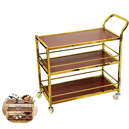Carrito de Bar Acero Inoxidable + Carrito de Entrega de Madera Maciza Bloqueo silencioso Carrito de Vino Diseño Curvo móvil Fácil de Limpiar Carrito de Servicio doméstico con 4 Ruedas Carrito de Bar Acero Inoxidable + Carrito de Entrega de Madera Maciza Bloqueo silencioso Carrito de Vino Diseño Curvo móvil Fácil de Limpiar Carrito de Servicio doméstico con 4 Ruedas