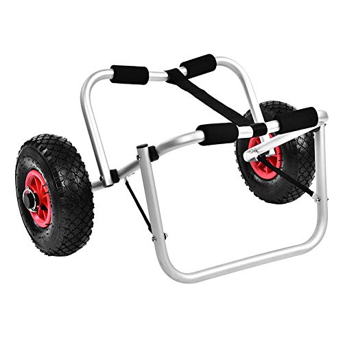 Carrito kayak plegable, rueda canoa kayak de aleación de aluminio, carro para barcos canoas, transportes, 80 kg, capacidad de carga de 2 ruedas