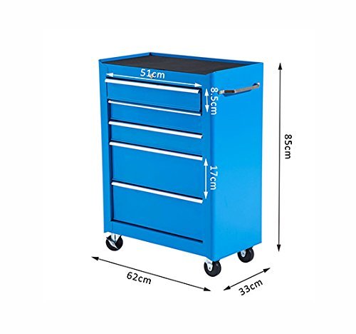 Carro Caja de Herramientas Taller Movil 5 Cajones 4 Ruedas Cerradura Color Azul Carro Caja de Herramientas Taller Movil 5 Cajones 4 Ruedas Cerradura Color Azul