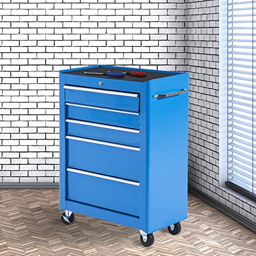 Carro Caja de Herramientas Taller Movil 5 Cajones 4 Ruedas Cerradura Color Azul Carro Caja de Herramientas Taller Movil 5 Cajones 4 Ruedas Cerradura Color Azul