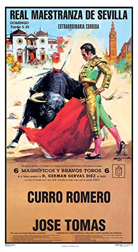 Cartel de toros - Personalizado 24 Carácteres - Real Maestranza de Sevilla - Extraordinaria Corrida - Curro Romero - José Tomás