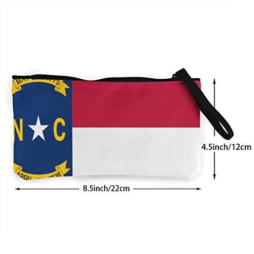 Cartera de Lona con la Bandera del Estado de Carolina del Norte Exquisitos monederos El Monedero de Lona pequeño se USA para Guardar Monedas, identificación y Otros