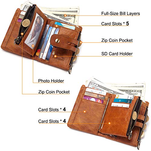 Cartera Hombre Monedero de Cuero con RFID Bloqueo Billetera Piel Hombre y Monedero con Cremallera, Billeteras Bifold Hombres 16 Ranuras para Tarjetas Carteras para Hombre con Cadena (Marrón Claro) Cartera Hombre Monedero de Cuero con RFID Bloqueo Billetera Piel Hombre y Monedero con Cremallera, Billeteras Bifold Hombres 16 Ranuras para Tarjetas Carteras para Hombre con Cadena (Marrón Claro)