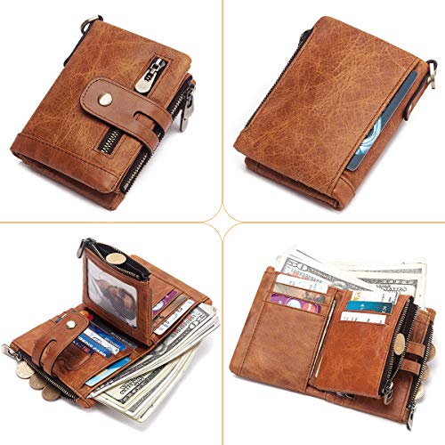 Cartera Hombre Monedero de Cuero con RFID Bloqueo Billetera Piel Hombre y Monedero con Cremallera, Billeteras Bifold Hombres 16 Ranuras para Tarjetas Carteras para Hombre con Cadena (Marrón Claro) Cartera Hombre Monedero de Cuero con RFID Bloqueo Billetera Piel Hombre y Monedero con Cremallera, Billeteras Bifold Hombres 16 Ranuras para Tarjetas Carteras para Hombre con Cadena (Marrón Claro)