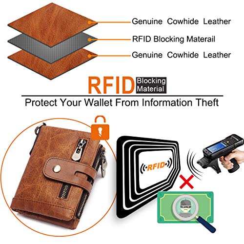 Cartera Hombre Monedero de Cuero con RFID Bloqueo Billetera Piel Hombre y Monedero con Cremallera, Billeteras Bifold Hombres 16 Ranuras para Tarjetas Carteras para Hombre con Cadena (Marrón Claro) Cartera Hombre Monedero de Cuero con RFID Bloqueo Billetera Piel Hombre y Monedero con Cremallera, Billeteras Bifold Hombres 16 Ranuras para Tarjetas Carteras para Hombre con Cadena (Marrón Claro)