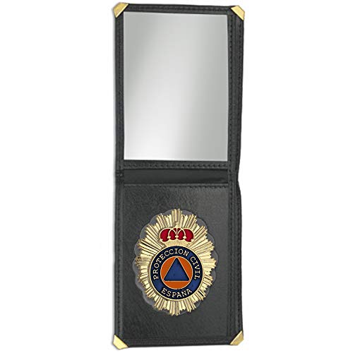 Cartera + Placa Protección Civil | Cartera de Polipiel identificativa con Chapa/Insignia para decoración, coleccionismo y atrezzo