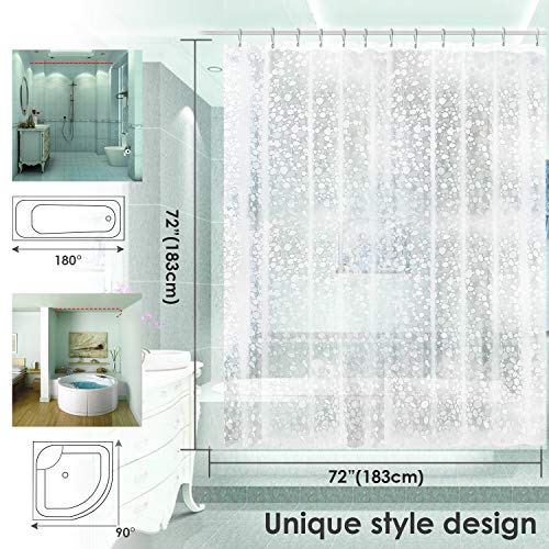 Carttiya Cortina Baño, EVA Cortinas de Ducha/Bañera Cortina, Impermeable|Resistente al Moho|Antibacteriano|180X180 CM| con 3 Imanes en la Parte Inferior y 12 Ganchos a Prueba de Herrumbre