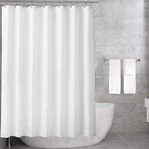 Carttiya Cortina de Baño, Cortina de Ducha Blanca, Tela Impermeable y Antimoho, Cortina de Fibra y Poliéster, Lavable a Máquina, 180x180cm con 12 Anillas Antioxidantes, Diseño de Dobladillo Ponderado