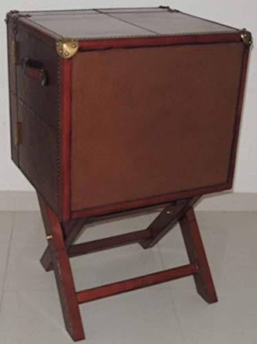 Casa Padrino Gabinete de Bar de Cuero Genuino Cognac Marrón 61 x 52 x H. 93,5 cm - Gabinete del Vino con 2 Puertas en Diseño de Maleta