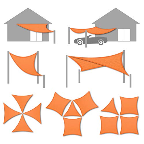 casa pura Lona Sombra Exterior - Velas Sombra | Alta Protección UV | Waterproof | Lavable a máquina | Muchos Colores, tamaños y Formas (Naranja, 5x5x7 m)
