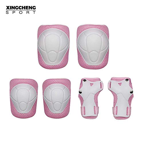 Casco Ajustable para niños y Equipo de protección, Cascos y Almohadillas para Bicicletas para niños pequeños, Rodilleras, Coderas y muñequeras (Pink, S(3-8years Old))