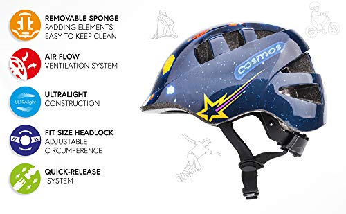 Casco Bicicleta Casco Biciclea Casco Bici Casco de Bicicleta para niños y jóvenes Casco MTB Carretera Ciclismo Skate Bicicleta patineta Patines monopatines MA-2 (S(48-52cm), Cosmic)