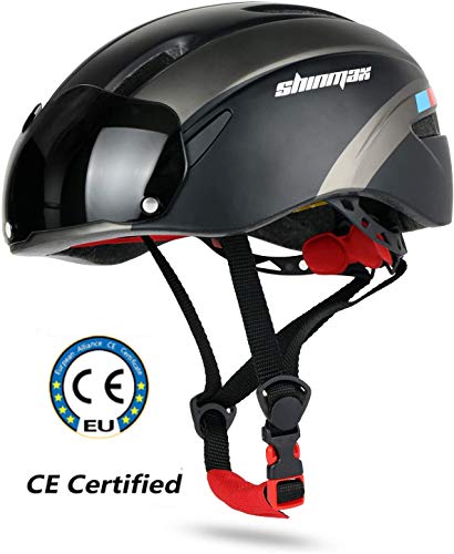 Casco Bicicleta con Visera, Kinglead Protección de Seguridad Ajustable Casco de Bicicleta Ligera para Montar en Bicicleta Casco de Bicicleta BMX Scooter Skate Mountain Road