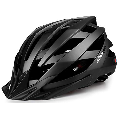 Casco Bicicleta/Casco Bicic con Luz LED,Certificado CE,Casco Ciclismo con Visera y Forro Desmontable Especializado con Luz de Seguridad Super Light Casco Bici para Skateboarding Ski & Snowboard