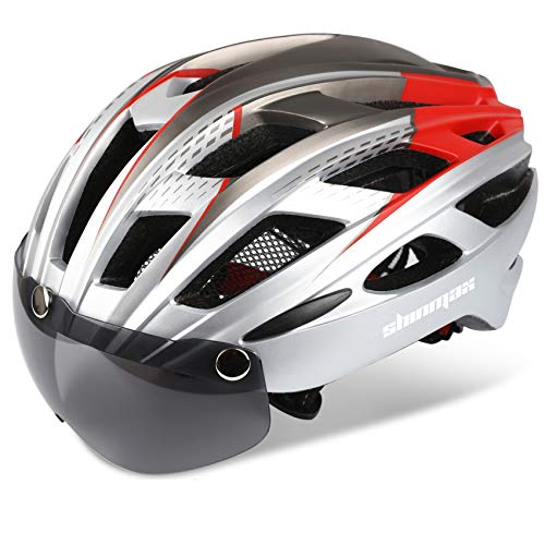 Casco bicicleta/Casco Bicic con luz,Certificado CE, casco bicicleta adulto con Visera Magnética Desmontable Gafas de Protección Super Light Casco Integral de Bicicleta Skateboarding Ski & Snowboard